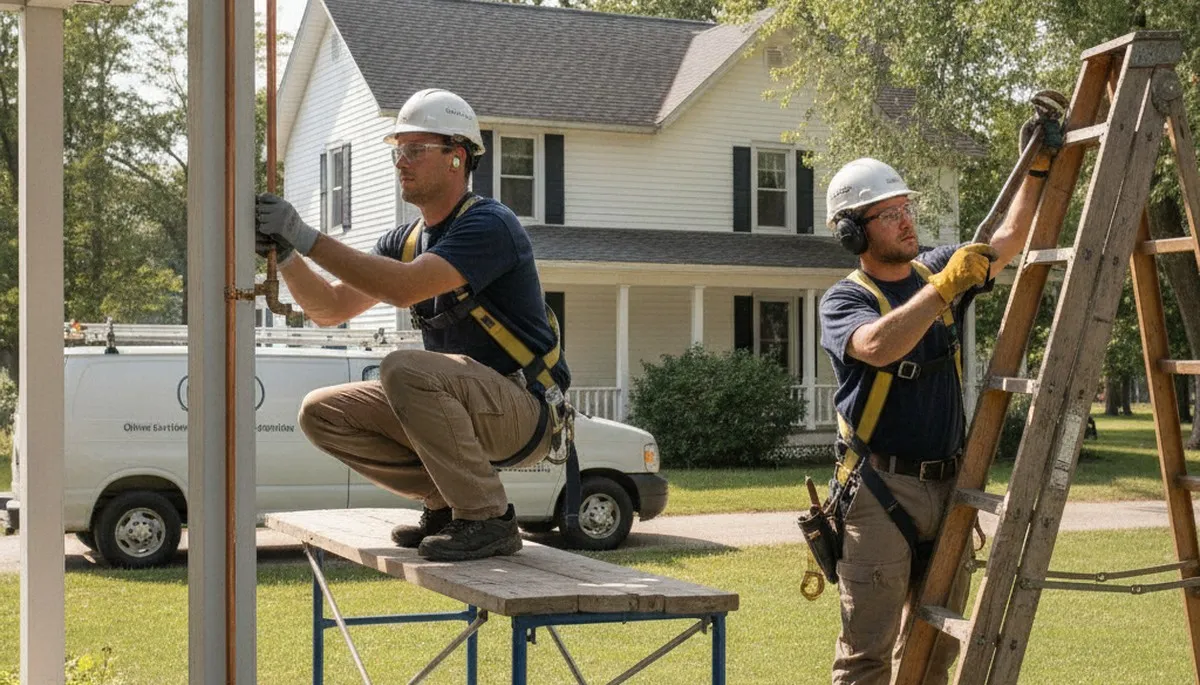 Grand Rapids, MI plumber repairing a kitchen sink for a residential plumbing service